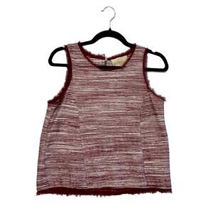 Anthropologie Vanessa Virginia Fringe Striped Sleeveless Top Women's S Burgundy